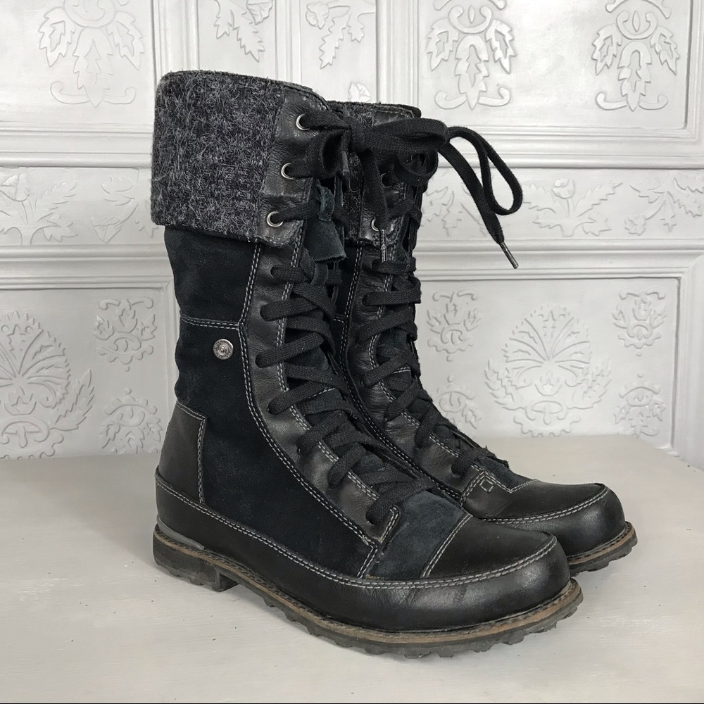 North Face Tall Waterproof Primaloft 200 gm Insulated Black Suede Leather Boot